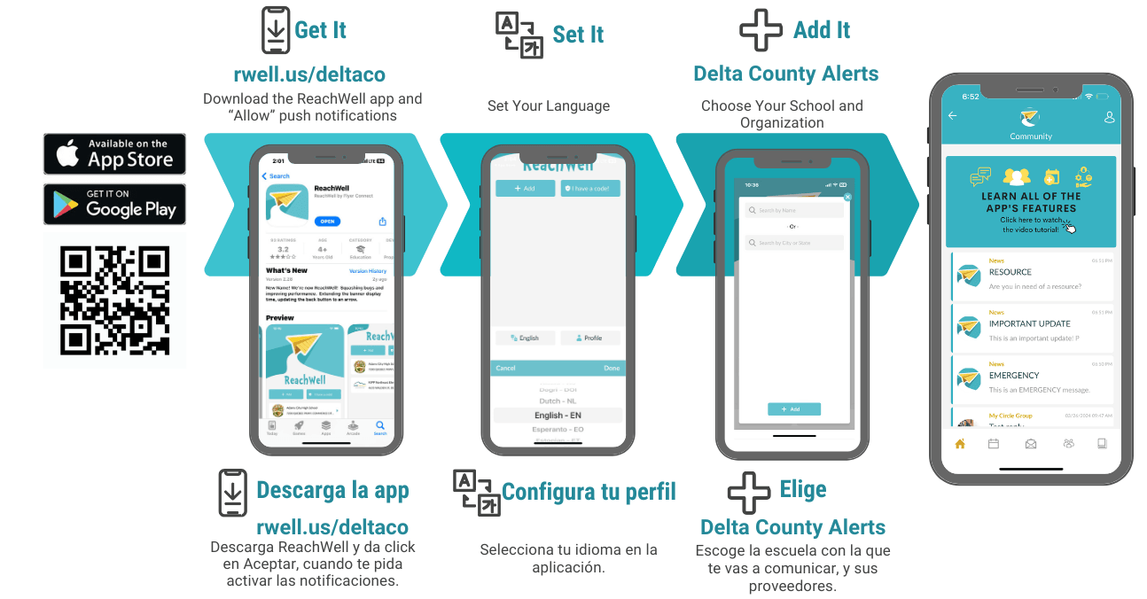 Decorative Image showing how to download ReachWell App on your phone